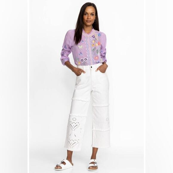 Johnny Was Sevilla Cropped Wide Leg Jean in White Size 26. - Picture 1 of 15